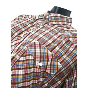 Wrangler Western button down Sht SL Orange/Blue/Black Plaid Button Dn Shirt 2XL